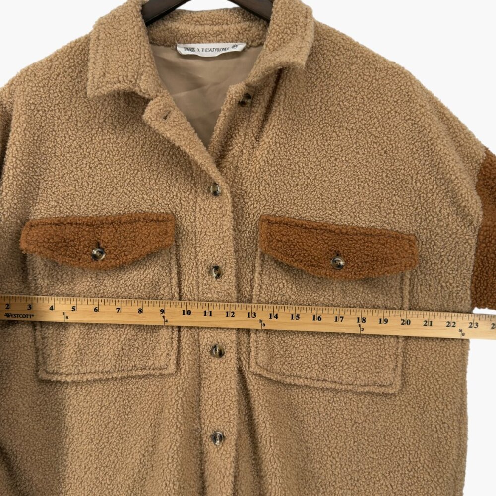 12th Tribe x The Salty Blonde Teddy Brown Color Block Jacket Size Small - Picture 5 of 8